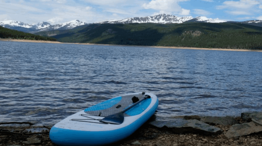paddleboard on mountain lake