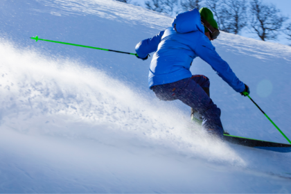 person skiing down mountain