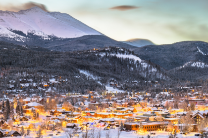 ski town of breckenridge in winter