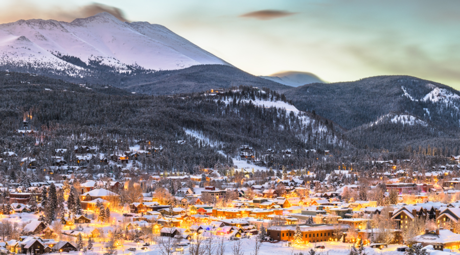 ski town of breckenridge in winter