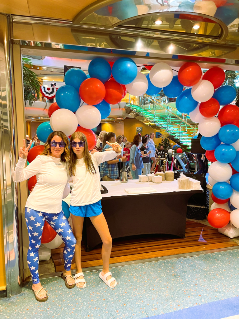 mom and daughter at july 4 party